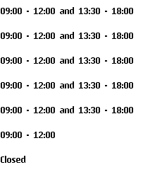 event travel opening hours